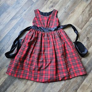 Vintage Cinderella Couture Girls' Red Plaid Holiday Party Dress, Size 10, USA